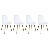 Set 4 scaune, polipropilena/metal/lemn, Alb