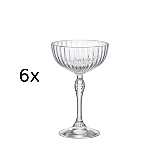 Set 6 cupe pentru cocktail America 20's Bormioli, sticla, 220 ml, Transparent