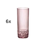 Set 6 pahare long drink America 20's Lilac Rose Bormioli, sticla, 400 ml, Roz