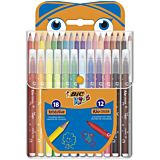 Set de colorat cu 12 markere de colorat si 18 creioane colorate BIC Kids, Multicolor
