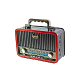Radio Portabil Retro MD-1908BT, Acumulator Incorporat, Bluetooth, AUX, USB, TF Card, FM/AM/SW, Negru