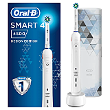 Periuta de dinti electrica Oral-B Smart 4 4500 Design Edition Cross Action, 40000 pulsatii/min, 8800 oscilatii/min, Curatare 3D, 3 programe, 1 capat, Bluetooth, Trusa de calatorie, Alb