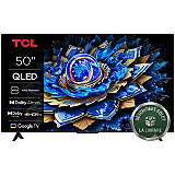 Televizor Smart QLED TCL 50T69C, 126 cm, Google TV, 4K Ultra HD, Clasa F, Negru