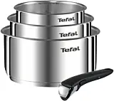 Set de gatit cu 4 piese Tefal Ingenio Emotion L8964S44, 16/18/20 cm, Argintiu