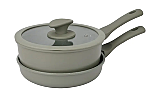 Set cratita si tigaie Carrefour Home, aluminiu forjat/sticla, 20 cm, Verde