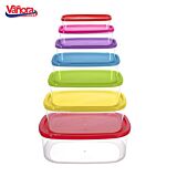 Set 7 caserole dreptunghiulare Vanora Home Happy, Transparent/Multicolor