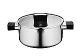 Cratita cu capac Bergner Elite, inox/sticla, 20 cm, 2.9 L, Argintiu