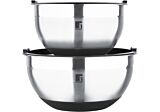 Set 2 boluri pentru amestecare Bergner Elite, cu capac, inox, 20CM/2.7L si 24CM/4L, Argintiu/Negru