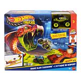 Set cu masinuta Hot Wheels Monster Trucks Snake Slam Takedown JJN44, 1:64, Multicolor