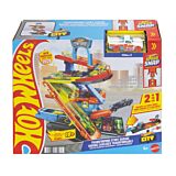 Set joaca 2 in 1 Garaj transformabil Hot Wheels JHL94, masinuta inclusa, Multicolor