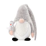 Figurina Craciun Gnom cu pinguin Carrefour, 100 cm, Gri