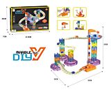 Circuit cu bile si piste de constructie, 80 piese, Multicolor