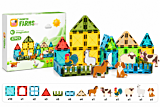 Set asamblare magnetic cu animale, 37 piese, Multicolor