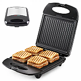 Sandwich maker Beper P101TOS040, 4 felii, placi antiaderente, 1400 W, Negru