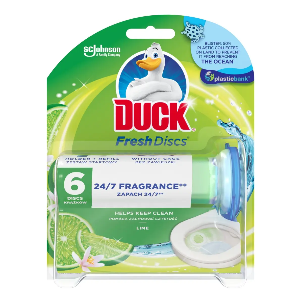Discuri gel pentru curatarea toaletei Duck Fresh Discs Lime 36ml