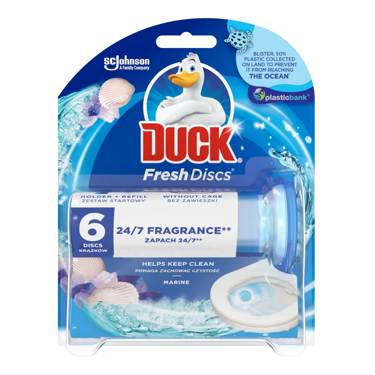 Discuri gel pentru curatarea toaletei Duck Fresh Discs Marine 36ml