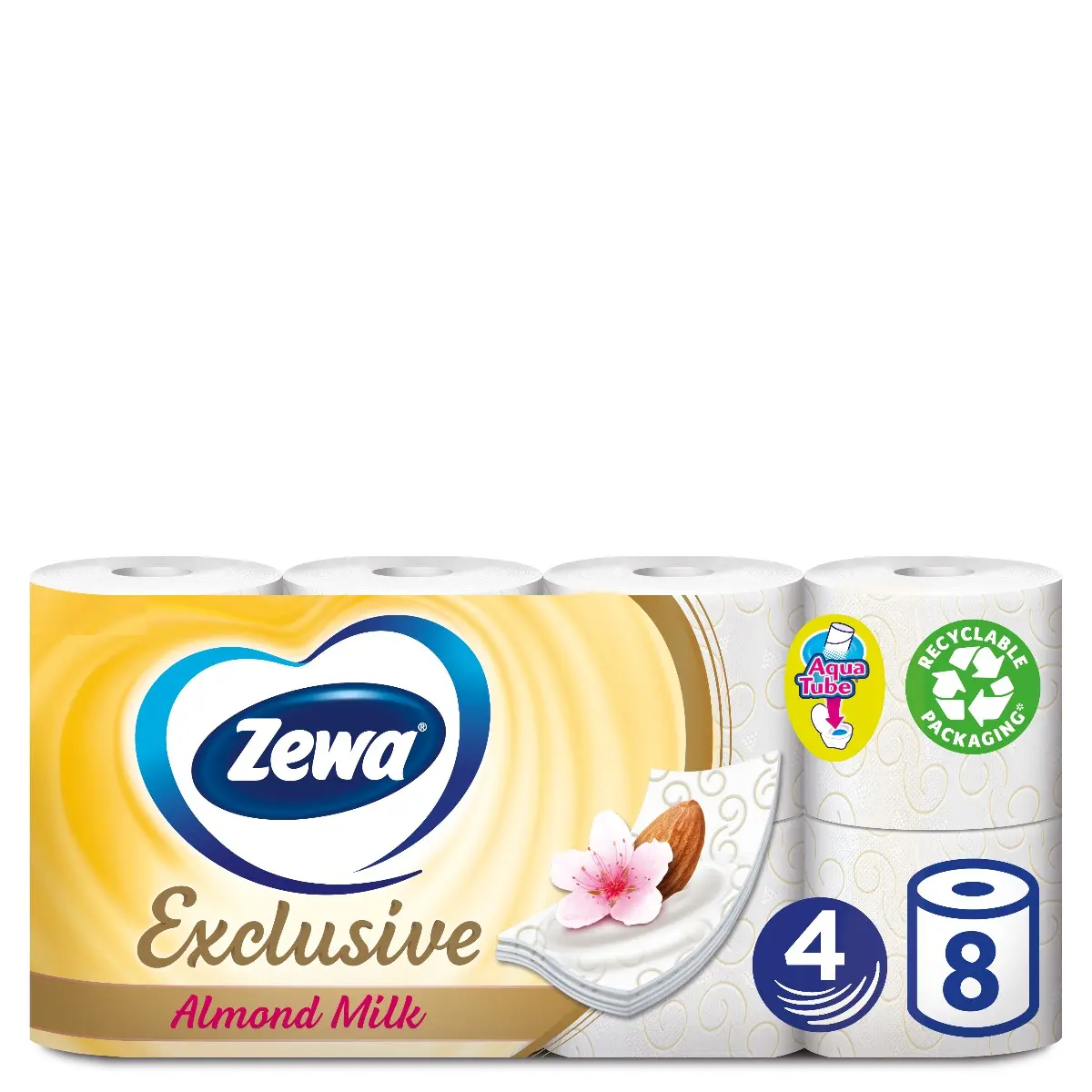 Hartie igienica Zewa Exclusive Almond Milk, 4 straturi, 8 role