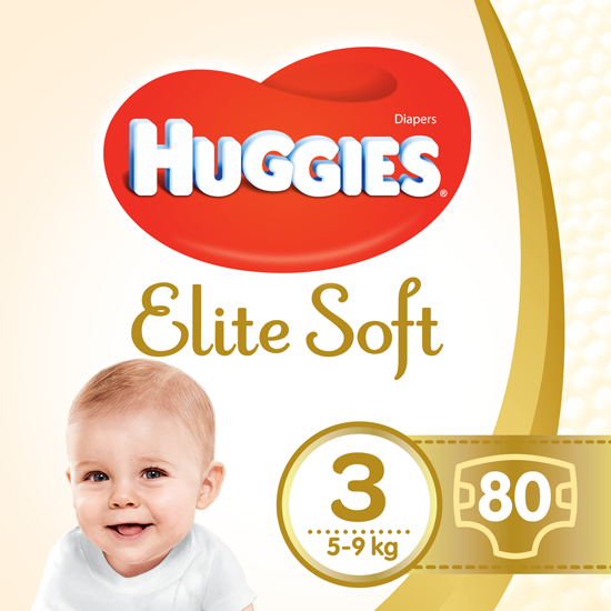 Scutece bebelusi Huggies Elite Soft Marimea 3, 5-9 kg, 80 buc