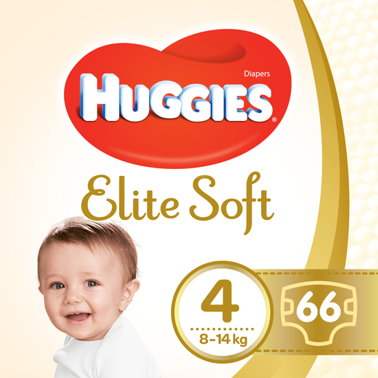 Scutece bebelusi Huggies Elite Soft, Marimea 4,  8-14 kg, 66buc