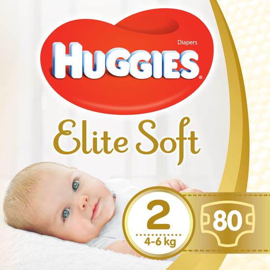Scutece Huggies Elite Soft Mega Marime 2, 4-6 kg, 80 buc