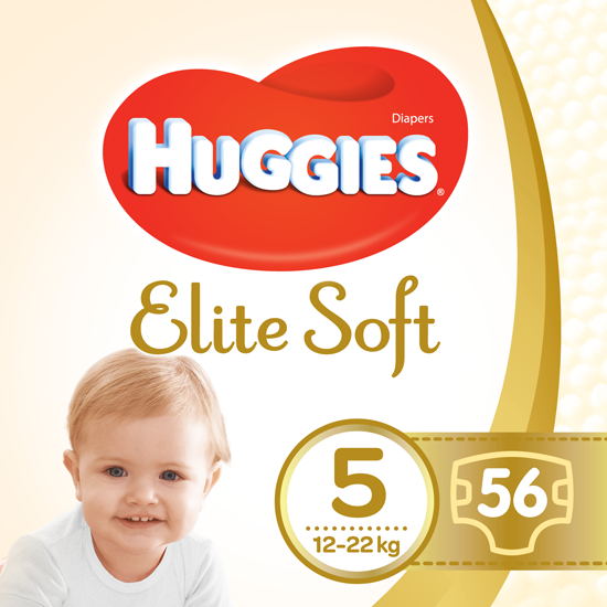 Scutece Huggies Elite Soft Marimea 5, 12-22kg, 56 buc