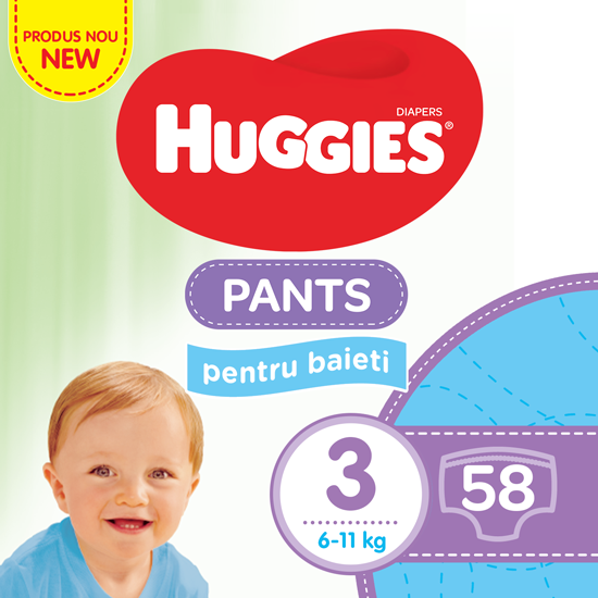 Scutece Pants Huggies Boy Marimea 3 , 6-11 kg, 58 bucati