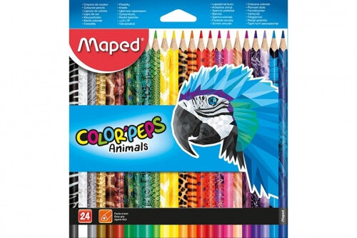 Creioane colorate, 24 buc/set, Animals