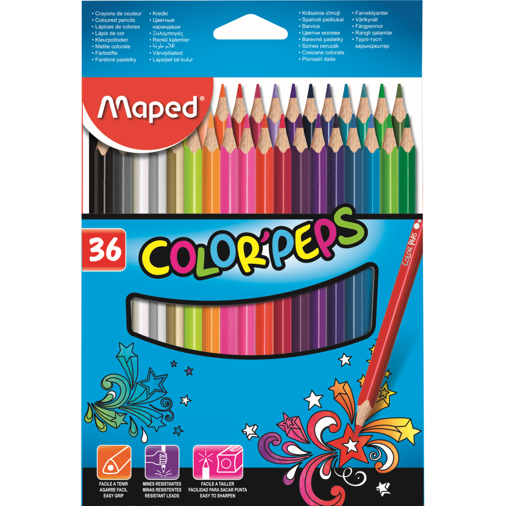 Creioane colorate Color'Peps Maped, set 36 bucati