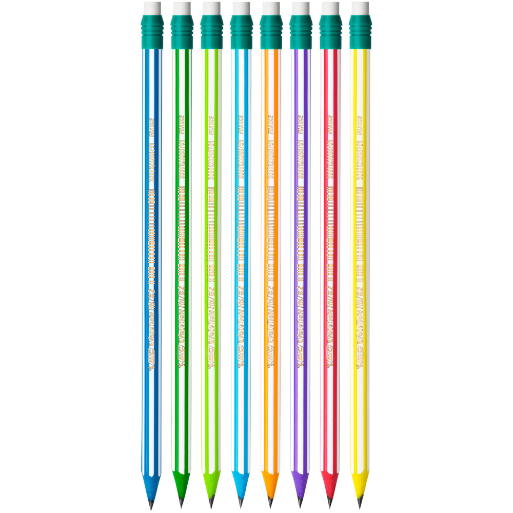 Creion grafit Evolution STRIPES 646 cu radiera, set 8 bucati