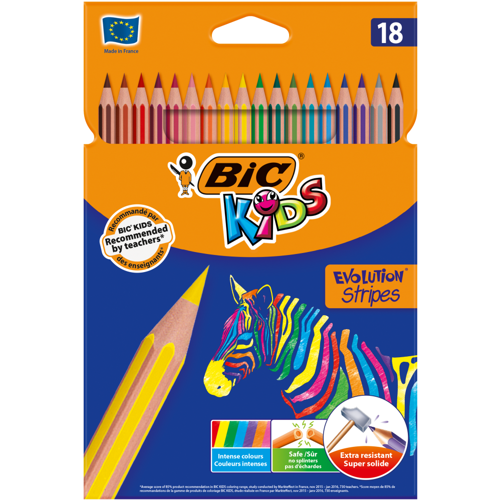 Creioane colorate Evolution Stripes, 18 bucati