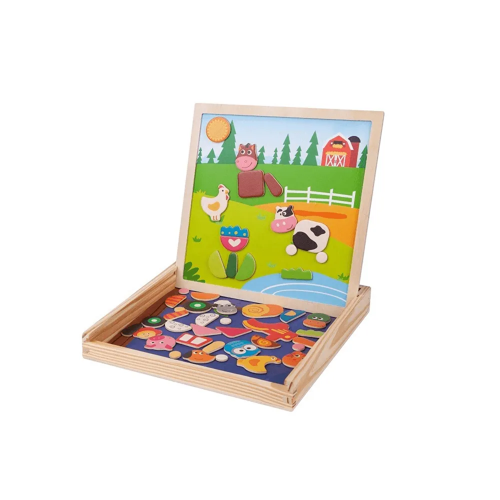 Puzzle lemn cu magneti, 48 piese, Multicolor
