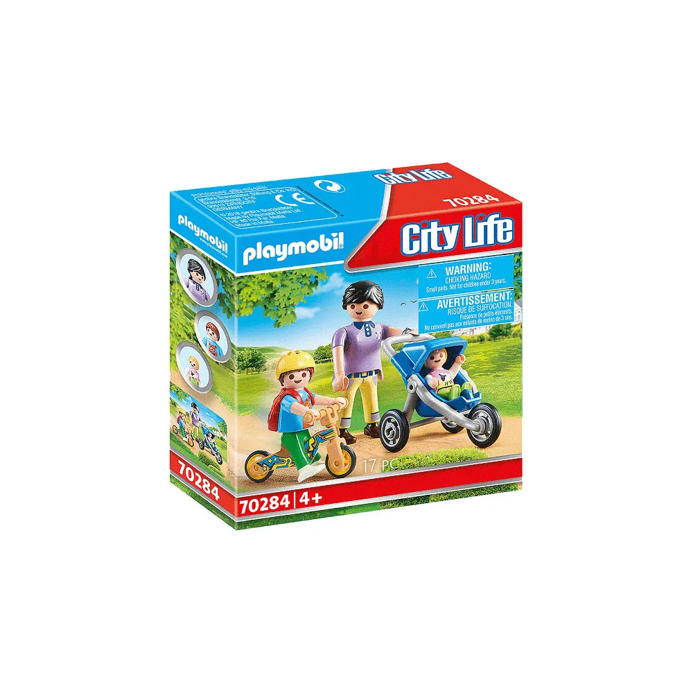 Set Mama cu copii Playmobil City Life, 17 piese, Multicolor