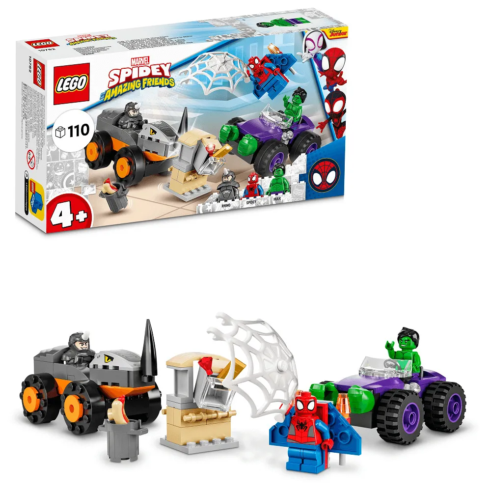 LEGO Marvel Spidey si prietenii lui uimitori Confruntarea dintre Hulk si Masina Rinocer 10782