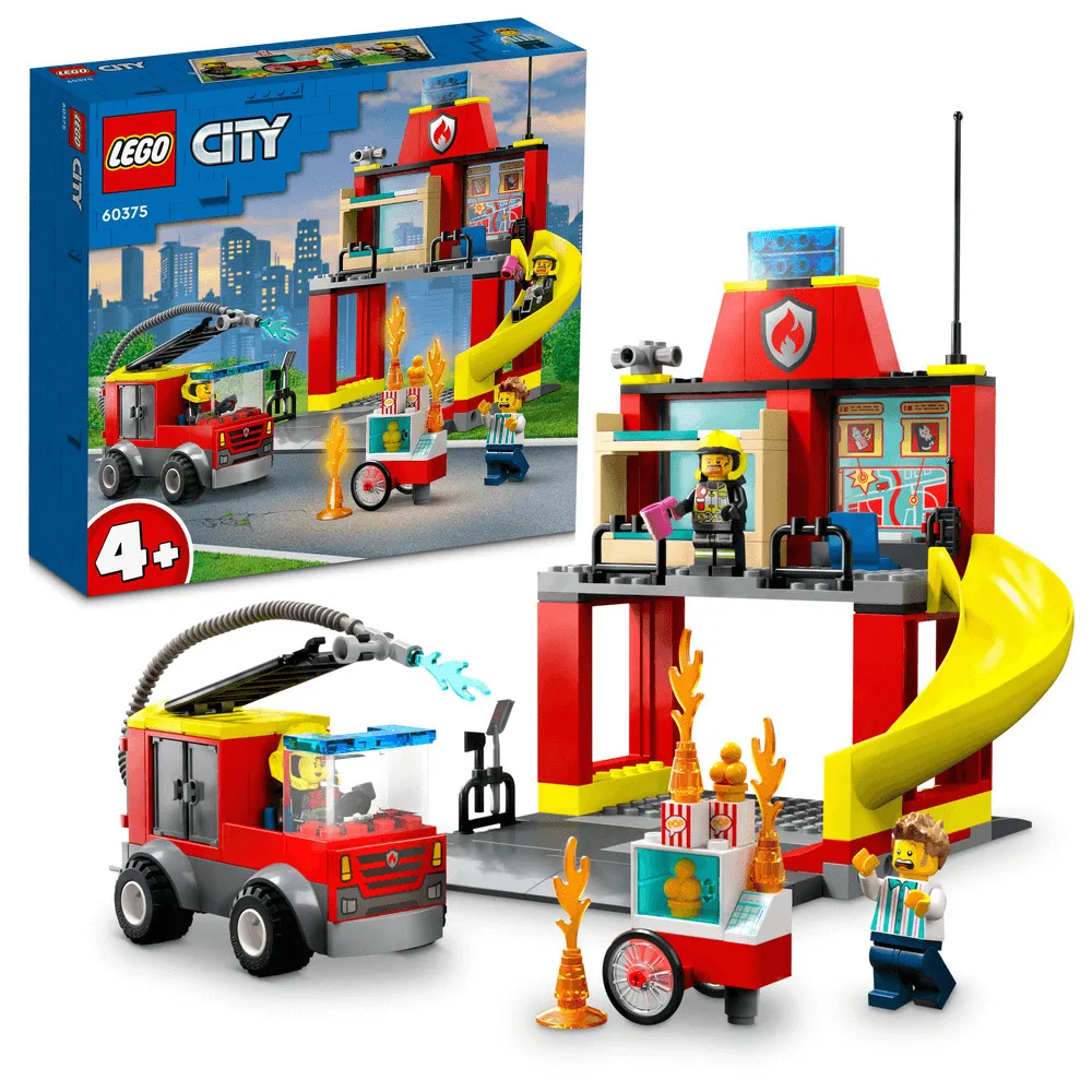 LEGO City Remiza si masina de pompieri 60375