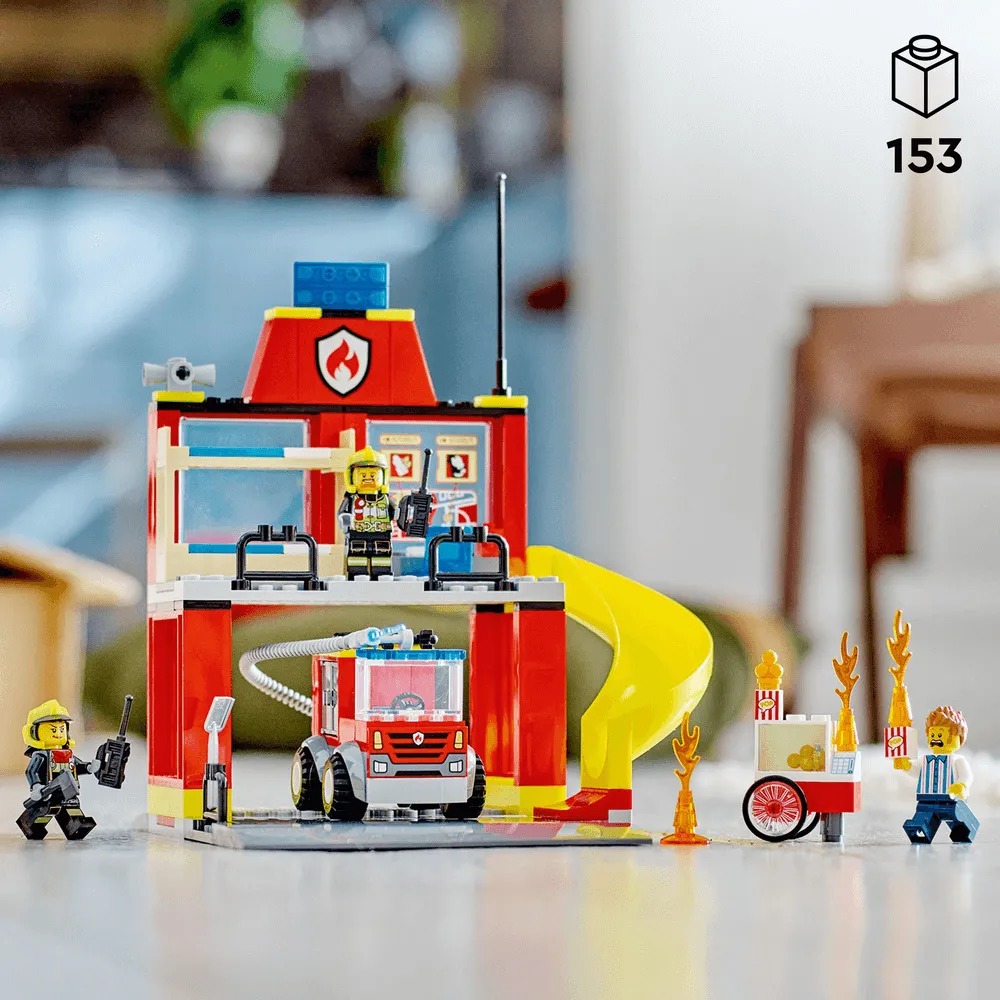 LEGO City Remiza si masina de pompieri 60375