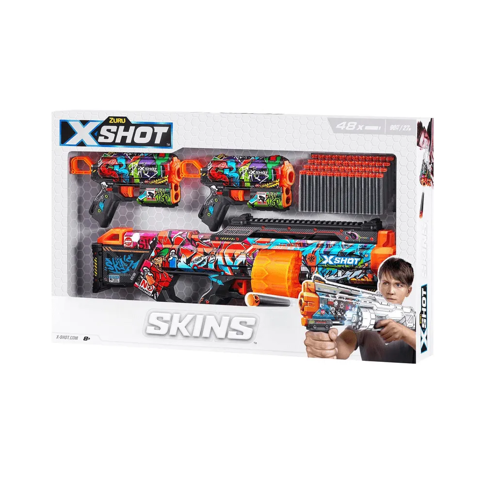 Pistol cu 48 proiectile XShot Skins, Multicolor