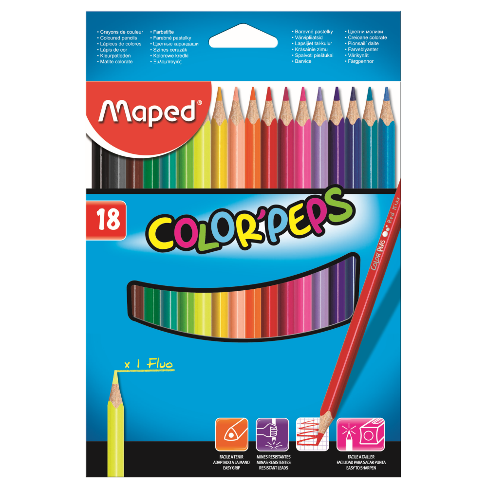 Creioane colorate Color'Peps Maped, set 18 bucati