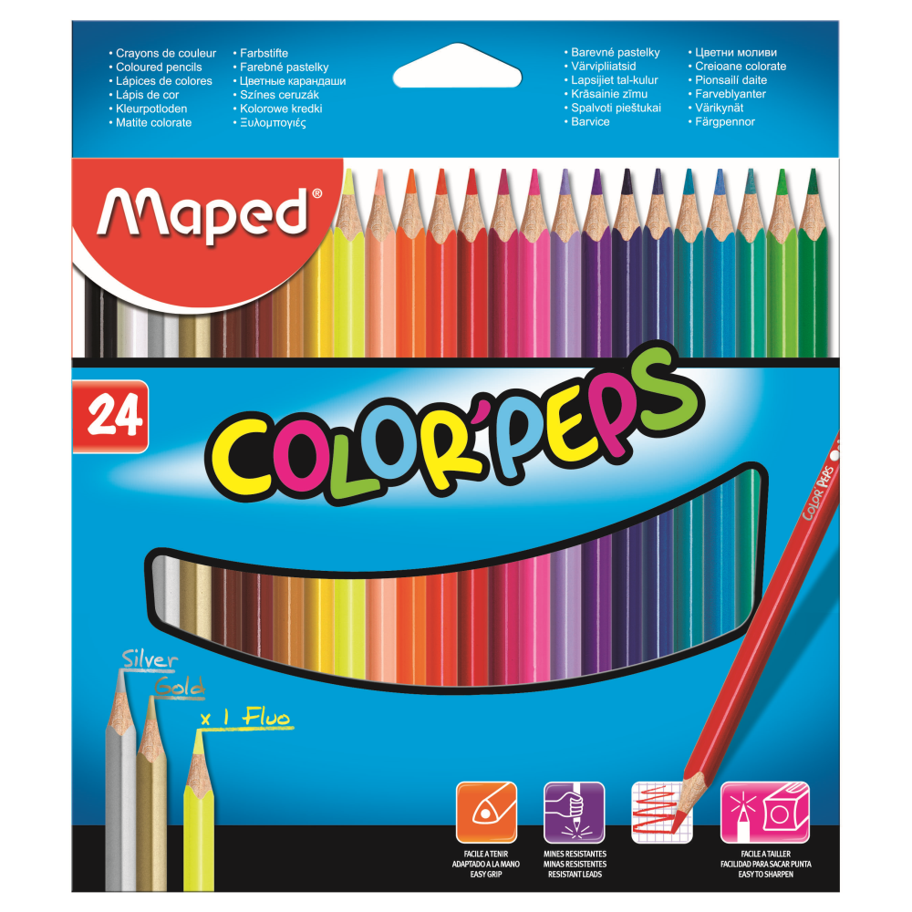 Creioane colorate Color'Peps Maped, set 24 bucati