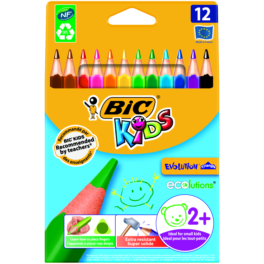 Creioane colorate Evolution Triunghiulare, 12 bucati