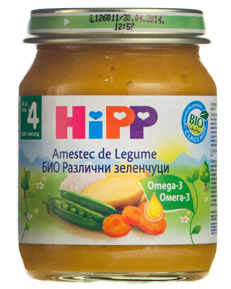 Piure cu amestec de legume 4 luni+ Hipp 125g