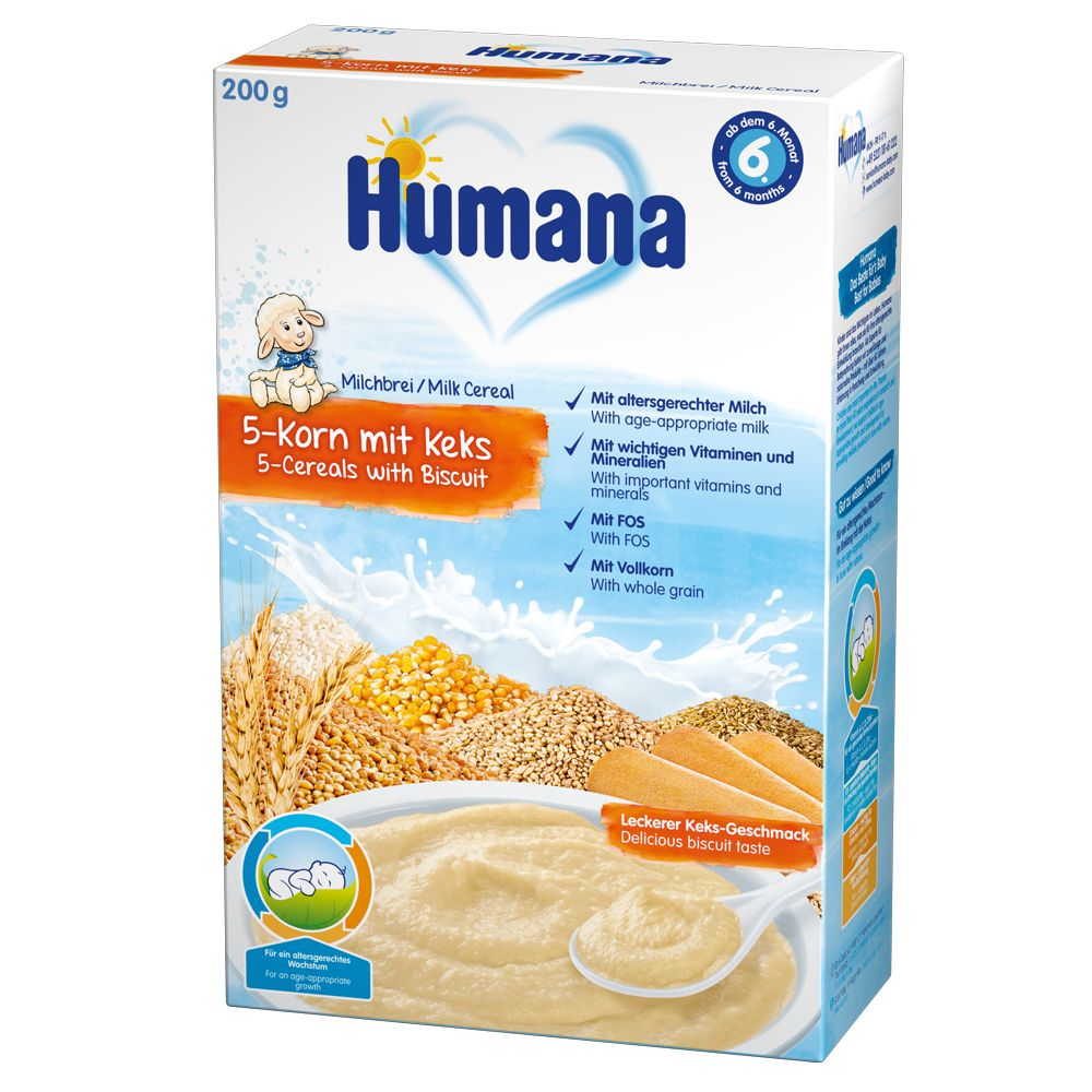 5 cereale cu lapte si biscuiti Humana 200g