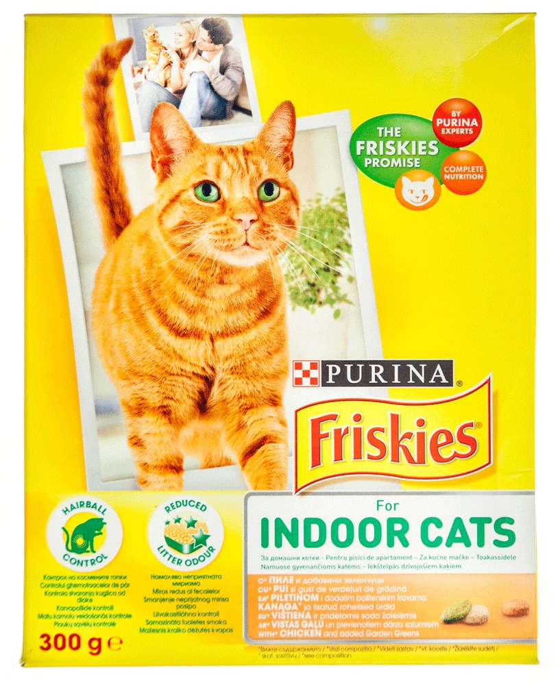 Hrana uscata pui verdeturi pentru pisici Purina Friskies Indoor 300g