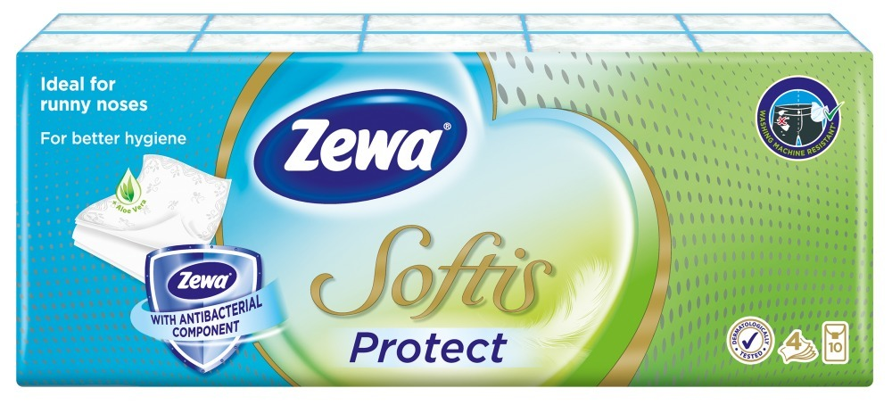 Batiste nazale Zewa Softis Protect, 4 straturi, 10x10 bucati