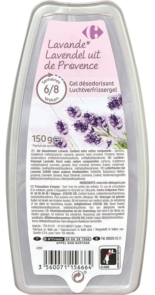 Odorizant gel cu parfum de lavanda Carrefour, 150 gr