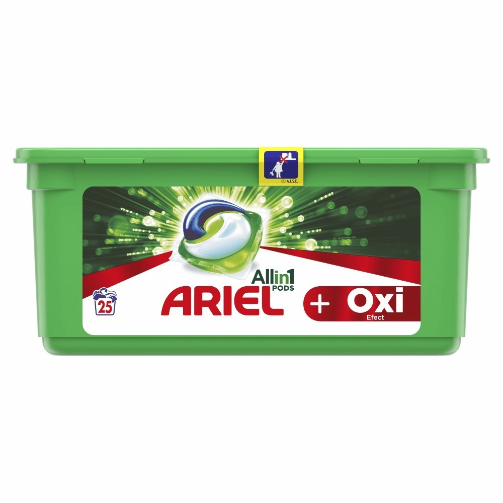 Detergent automat capsule Ariel All in One PODS Plus Oxi, 25 spalari