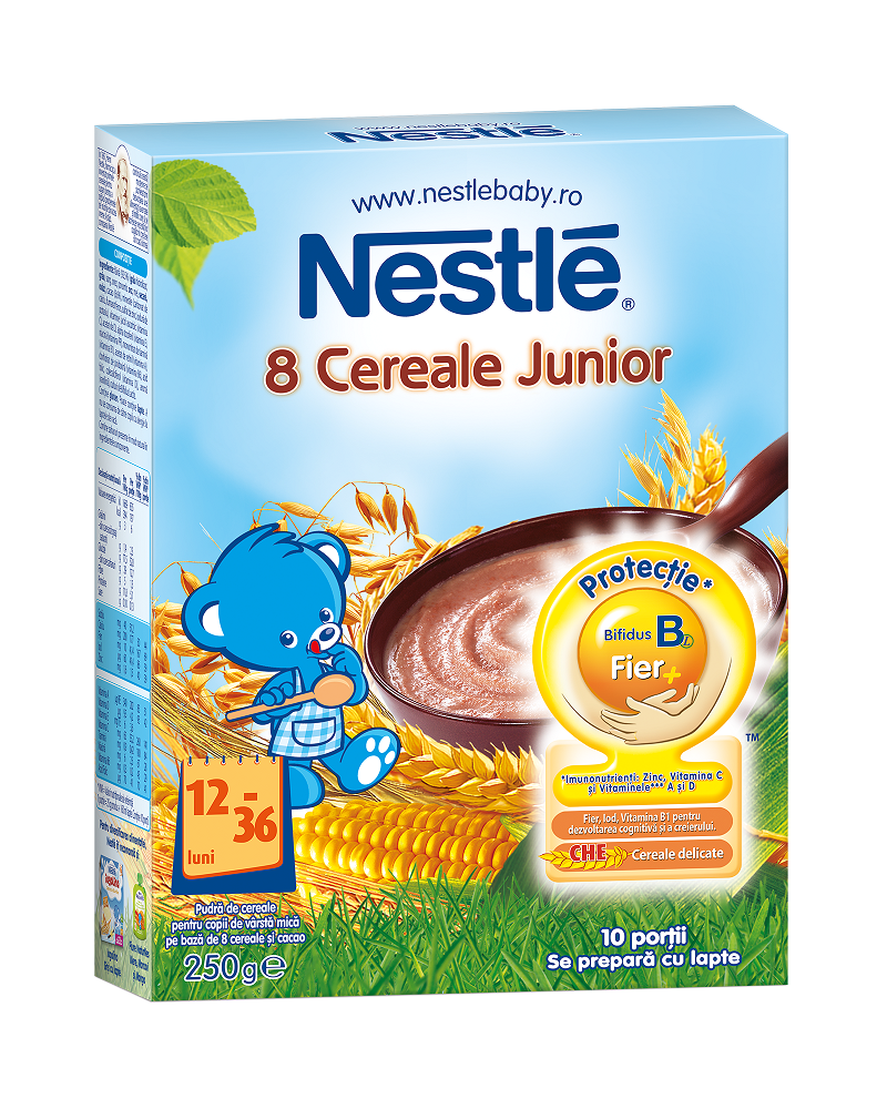Cereale pentru copii sugari 1 an+ Nestle 8 Cereale Junior 250g