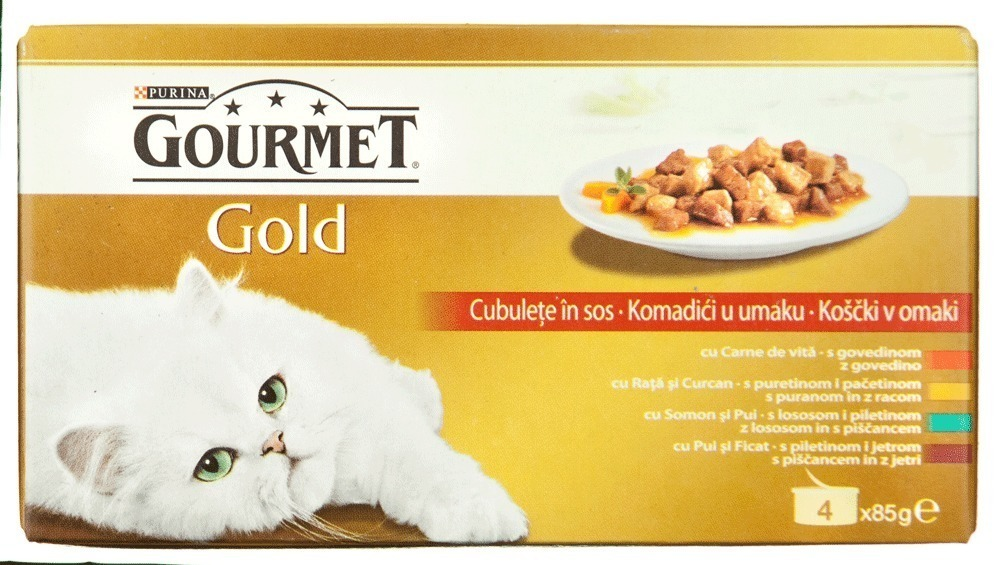 Hrana umeda completa pentru pisici adulte Gourmet Gold Mus 340g