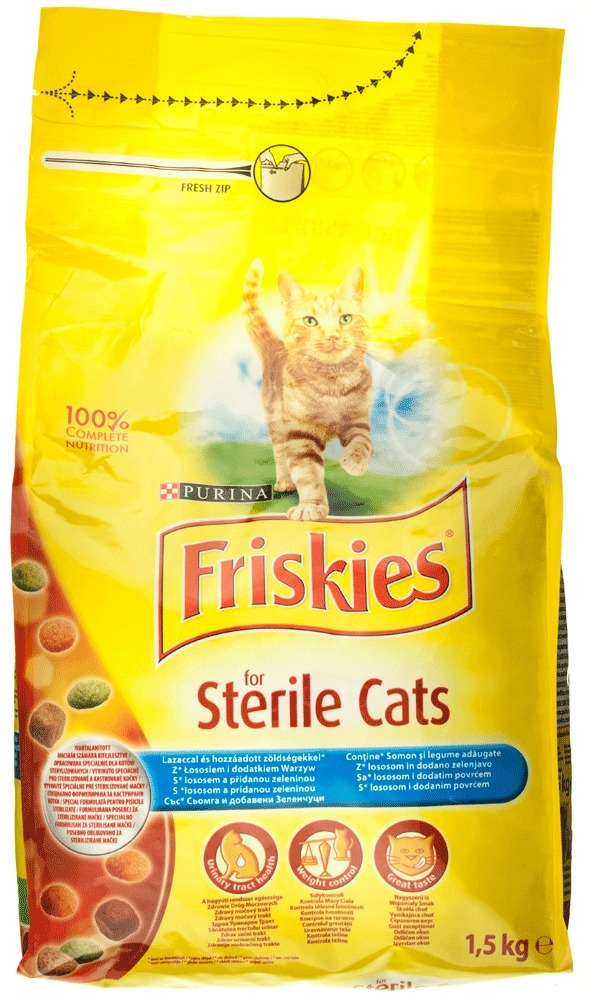 Hrana uscata cu somon si legume Friskies for Sterile Cats 1.5kg