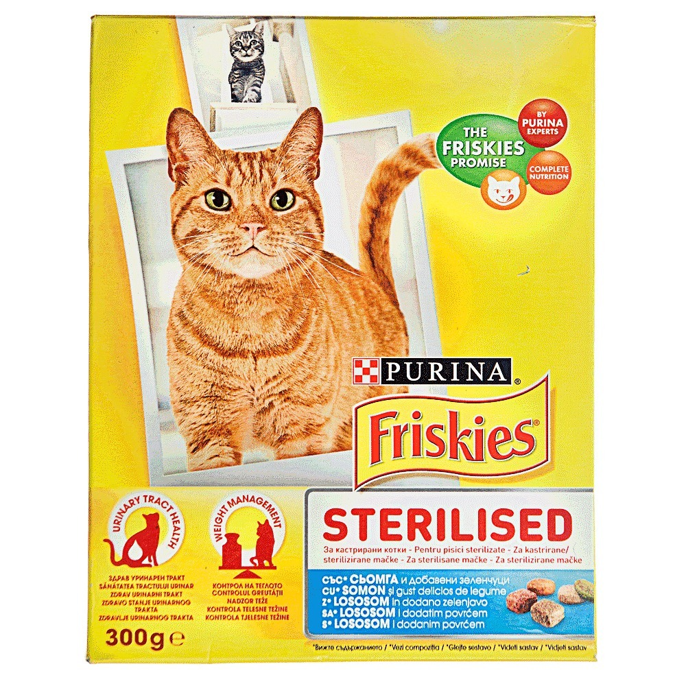 Hrana uscata cu somon si legume Friskies for Sterile Cats 300g