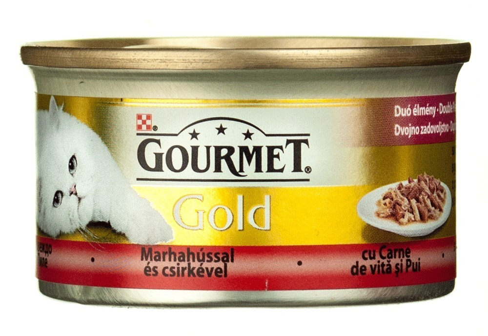 Hrana umeda completa pt pisici cu carne de vita si pui Purina Gourmet Gold 85g